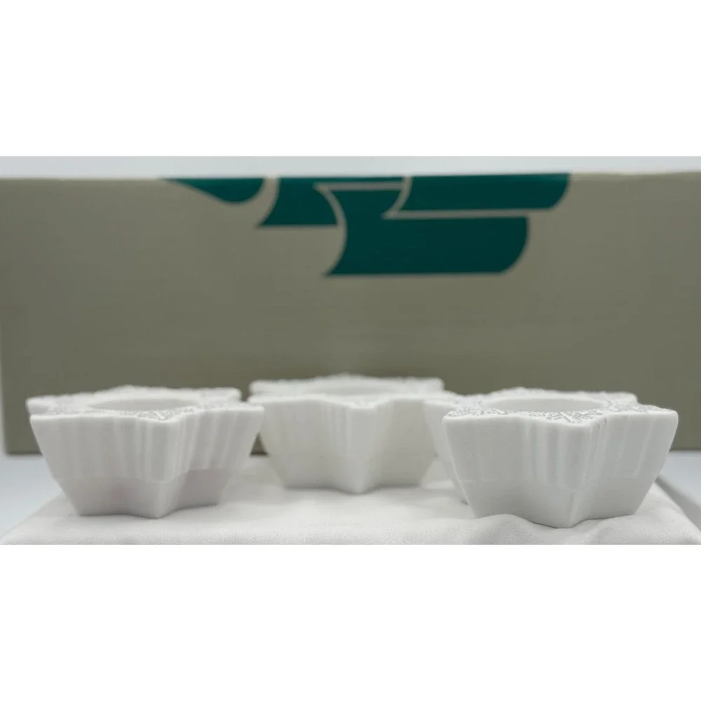 Partylite P7121 Set of 3 Snow Drifters White Tealight Holders - NEW Open Box